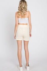 Cream Front Tie Shorts