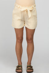 Cream Front Tie Maternity Shorts