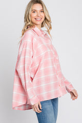 Pink Plaid Button Up Hi-Lo Top