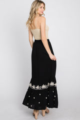 Black Embroidered Maxi Skirt