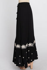 Black Embroidered Maxi Skirt