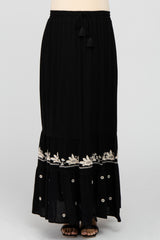 Black Embroidered Maternity Maxi Skirt