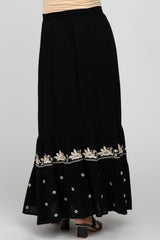 Black Embroidered Maternity Maxi Skirt