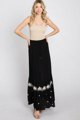 Black Embroidered Maxi Skirt