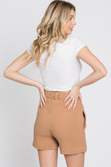 Mocha Front Tie Shorts