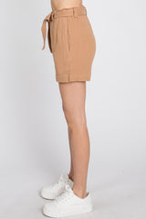 Mocha Front Tie Shorts