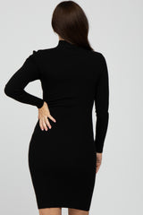 Black Ribbed Front Cutout Maternity Dress