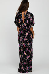 Black Floral Side Slit Maxi Dress