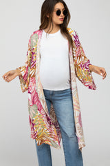 Multi Colored Tropical Leaf Print Maternity Cover Up