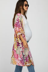 Multi Colored Tropical Leaf Print Maternity Cover Up