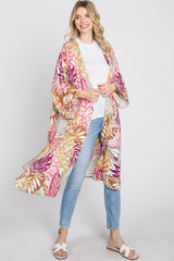 Multi Colored Tropical Leaf Print Cover Up