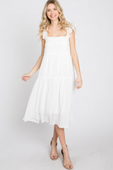 White Eyelet Lace Tiered Smocked Dress