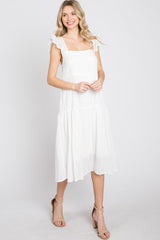 White Eyelet Lace Tiered Smocked Dress