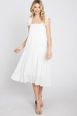 White Eyelet Lace Tiered Smocked Dress