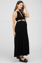 Black Cut Out Maternity Midi Dress