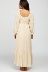 Cream Lace Accent Maternity Maxi Dress