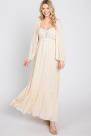 Cream Lace Accent Maxi Dress