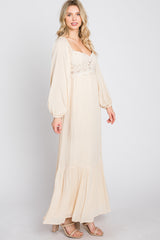 Cream Lace Accent Maxi Dress