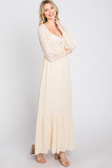 Cream Lace Accent Maxi Dress