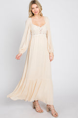 Cream Lace Accent Maxi Dress