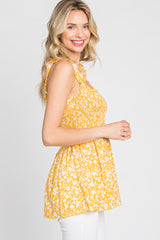 Yellow Floral Smocked Tank Top