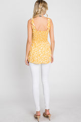 Yellow Floral Smocked Tank Top