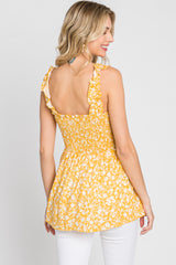 Yellow Floral Smocked Tank Top