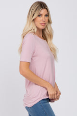 Pink Solid Short Sleeve Top