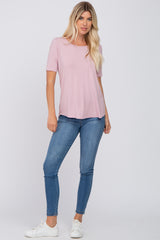 Pink Solid Short Sleeve Top