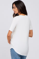 Ivory Solid Short Sleeve Maternity Top