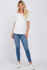 Ivory Solid Short Sleeve Top