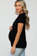 Black Basic Maternity Short Sleeve Top