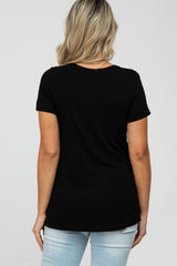 Black Basic Maternity Short Sleeve Top