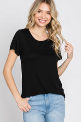 Black Basic Maternity Short Sleeve Top