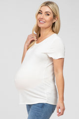 Ivory Basic Maternity Short Sleeve Top