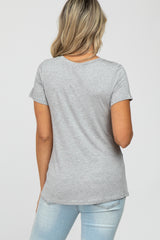 Heather Grey Basic Maternity Short Sleeve Top