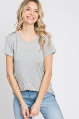 Heather Grey Basic Maternity Short Sleeve Top