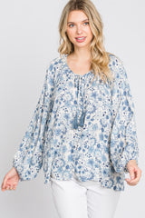 Ivory Floral Front Button Accent Top