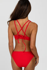 Red Strappy Cutout Two-Piece Bikini Set