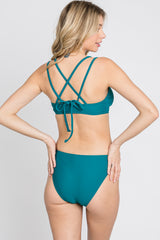 Teal Strappy Cutout Two-Piece Bikini Set