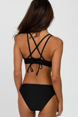 Black Strappy Cutout Two-Piece Bikini Set