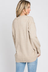 Beige Exposed Seam Sweater