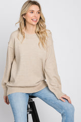 Beige Exposed Seam Maternity Sweater