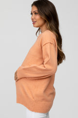 Peach Exposed Seam Maternity Sweater