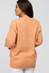 Peach Exposed Seam Maternity Sweater