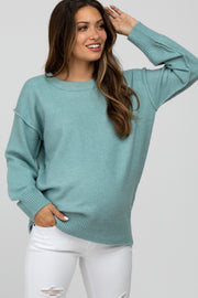 Aqua Exposed Seam Maternity Sweater