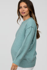 Aqua Exposed Seam Maternity Sweater