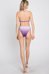 Lavender Ombre Keyhole Front Halter Two-Piece Bikini Set