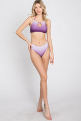 Lavender Ombre Keyhole Front Halter Two-Piece Bikini Set