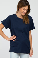 Navy Blue Criss Cross Back Maternity Top